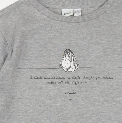 Disney Women Grey Eeyore Sweatshirt Medium 12/14 Pullover Cotton Blend