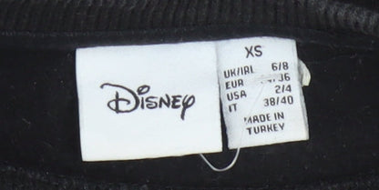 Disney Women Black XS Pullover Sweatshirt with Mickey & Friends Print