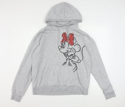 Disney Women Grey Minnie Mouse Pullover Hoodie Size S Cotton Blend