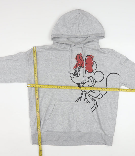 Disney Women Grey Minnie Mouse Pullover Hoodie Size S Cotton Blend