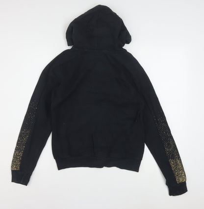 Puma Women's Black Full Zip Hoodie Gold Logo Small