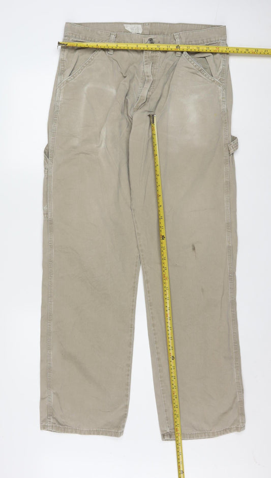 Wrangler Men's Beige 32x32 Carpenter Workwear Cotton Trousers