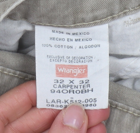 Wrangler Men's Beige 32x32 Carpenter Workwear Cotton Trousers