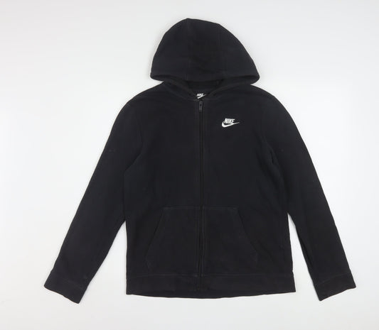Nike Boys Black Full Zip Hoodie XL 158-170cm Fleece Sweatshirt