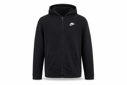 Front view of Nike boys’ black full zip hoodie xl 158-170cm fleece sweatshirt