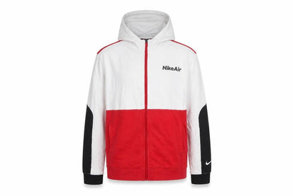 Front view of Nike boys’ red white black full zip hoodie xl (158-170cm) cotton blend