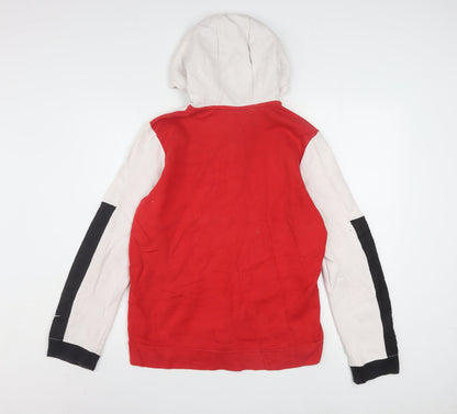 Nike Boys Red White Black Full Zip Hoodie XL (158-170cm) Cotton Blend