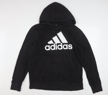 adidas Men's Black Pullover Hoodie L Sports Fleece Sweatshirt