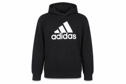 Front view of adidas Men's Black Pullover Hoodie L Sports Fleece Sweatshirt