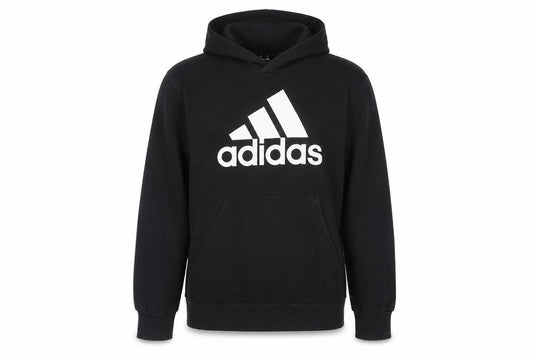 Front view of adidas Men's Black Pullover Hoodie L Sports Fleece Sweatshirt