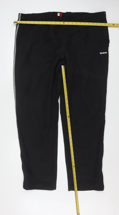 Reebok Men's Black L Track Pants Lightweight Polyester