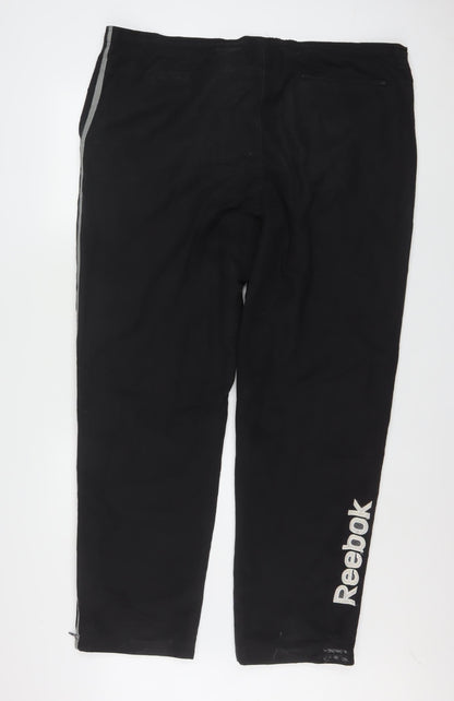 Reebok Men's Black L Track Pants Lightweight Polyester