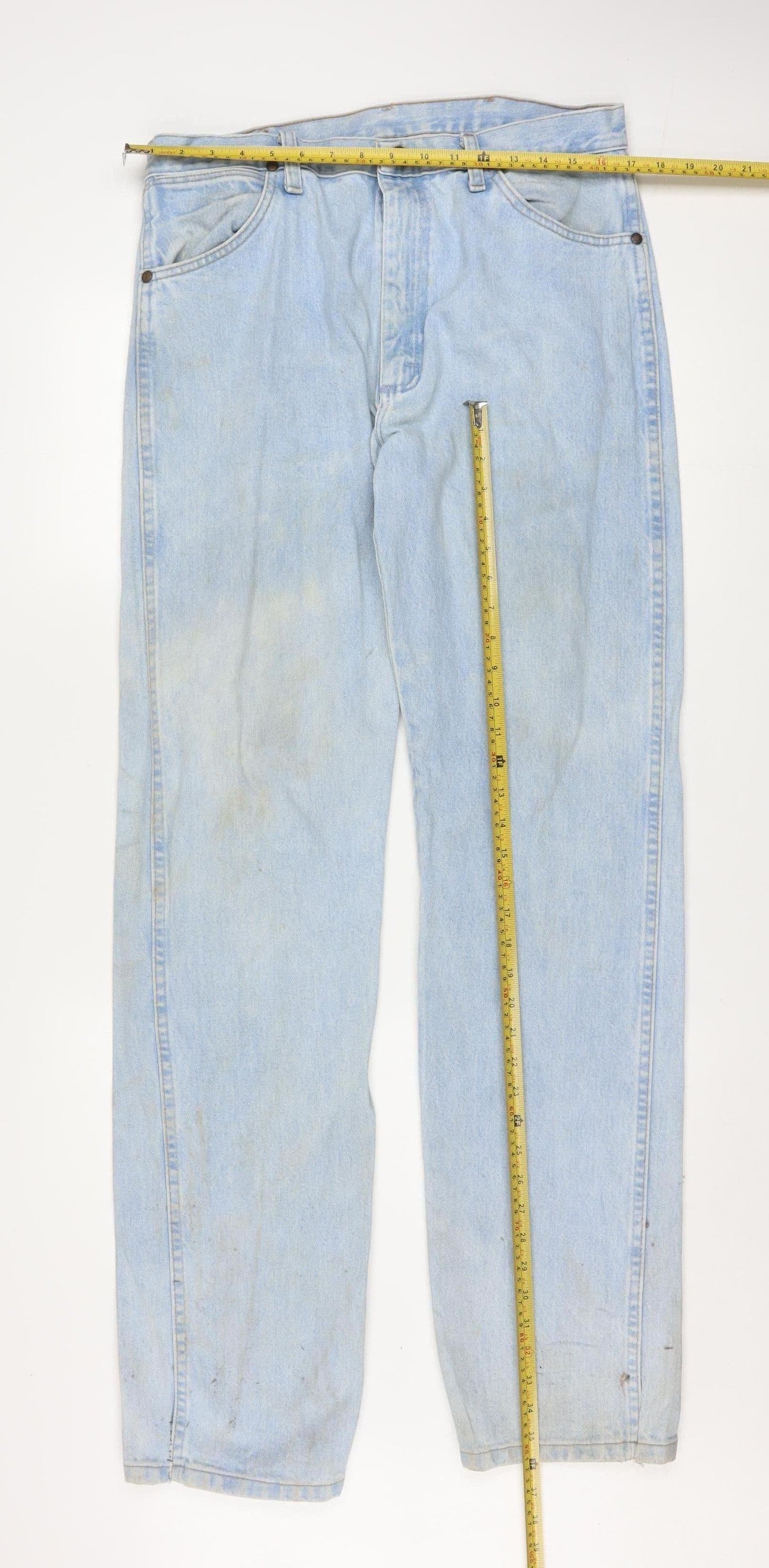 Wrangler Men Blue 34x36 Straight Fit Light Wash Denim Jeans