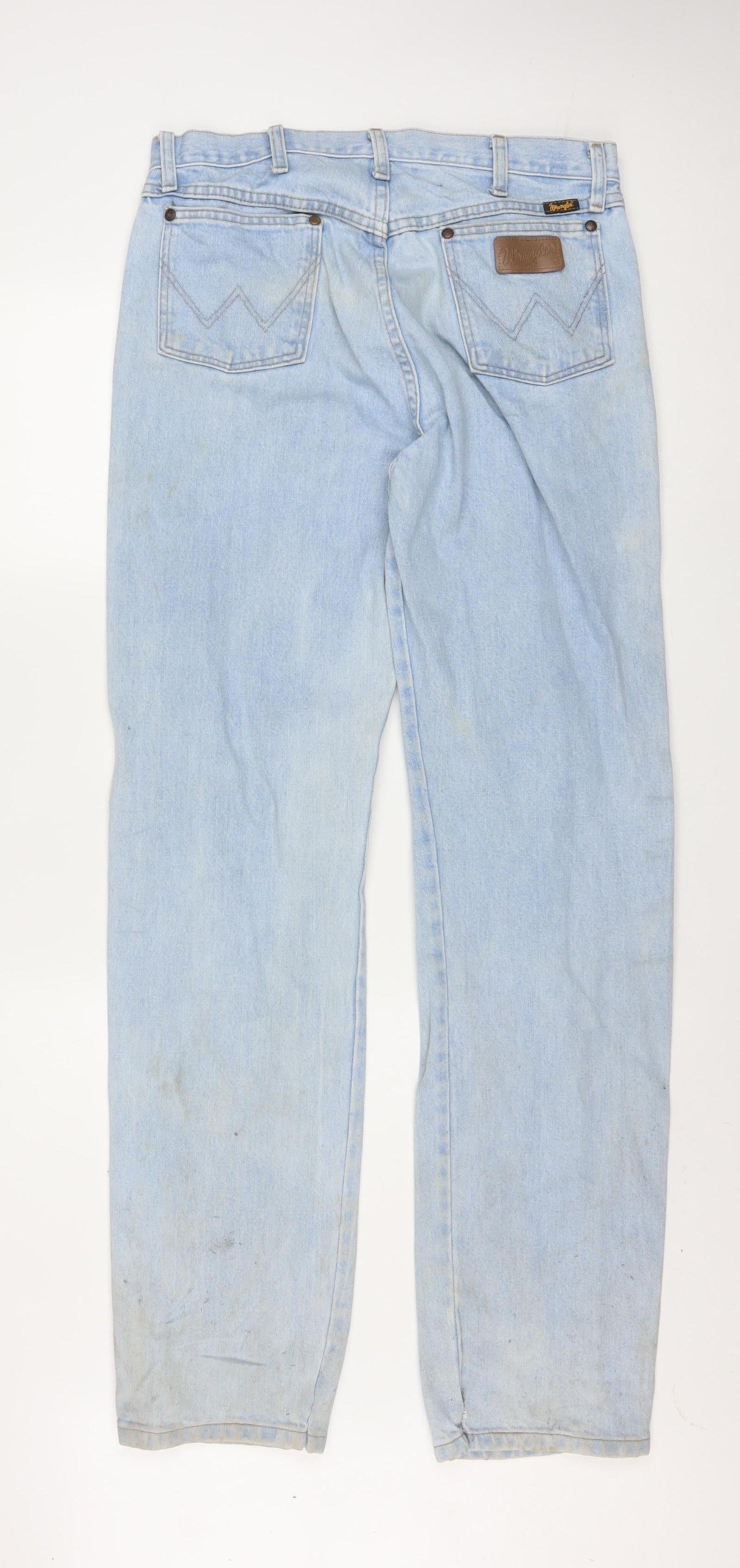 Wrangler Men Blue 34x36 Straight Fit Light Wash Denim Jeans