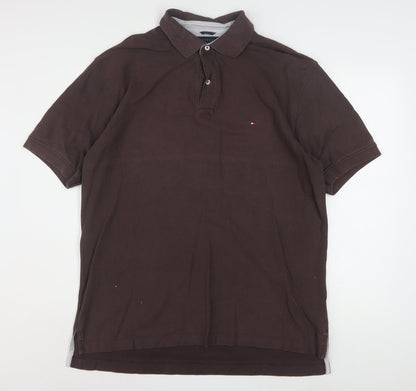 Tommy Hilfiger Men's Brown Short Sleeve Polo Shirt L