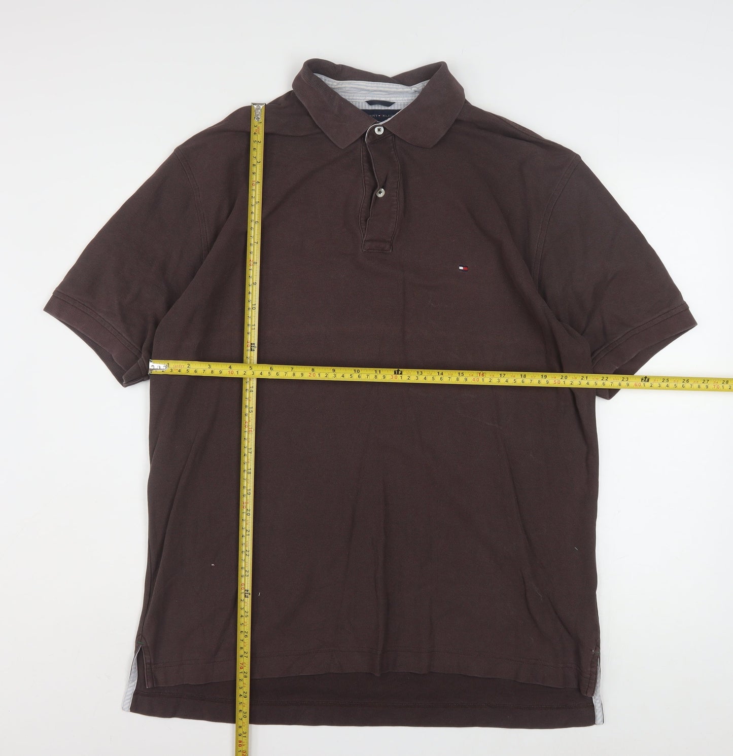 Tommy Hilfiger Men's Brown Short Sleeve Polo Shirt L