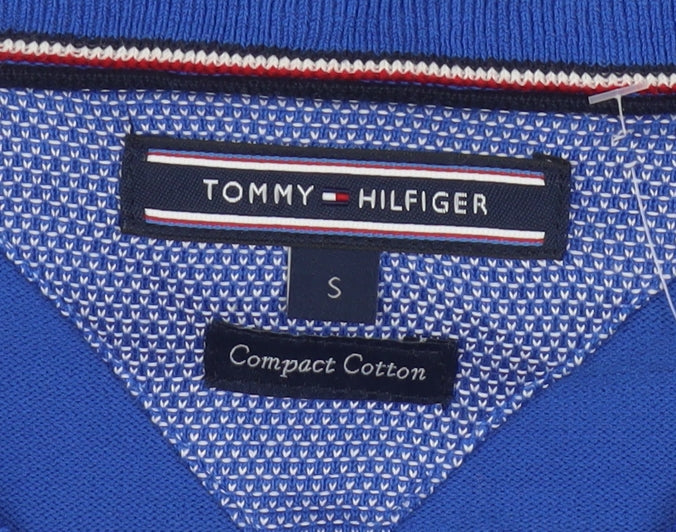 Tommy Hilfiger Men's Blue Cotton V-Neck Jumper Size S