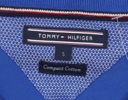Tommy Hilfiger Men's Blue Cotton V-Neck Jumper Size S