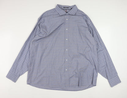 Tommy Hilfiger Men’s Blue Check 2XL Regular Fit Long Sleeve Cotton Shirt