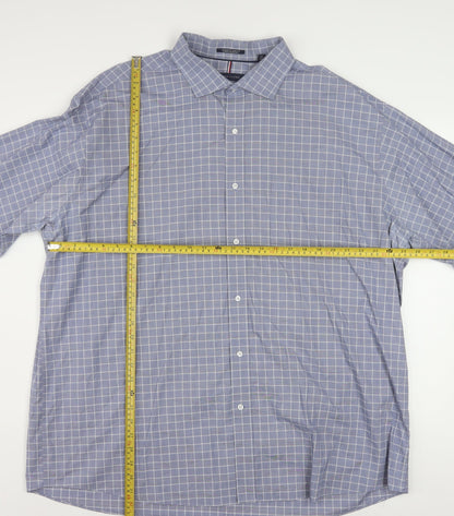 Tommy Hilfiger Men’s Blue Check 2XL Regular Fit Long Sleeve Cotton Shirt