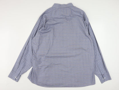 Tommy Hilfiger Men’s Blue Check 2XL Regular Fit Long Sleeve Cotton Shirt