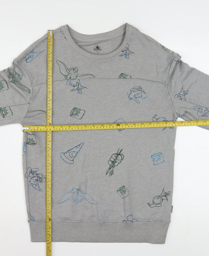 Disney Women Grey Sweatshirt Small Pullover Crew Neck Mickey Print