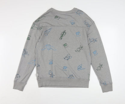 Disney Women Grey Sweatshirt Small Pullover Crew Neck Mickey Print