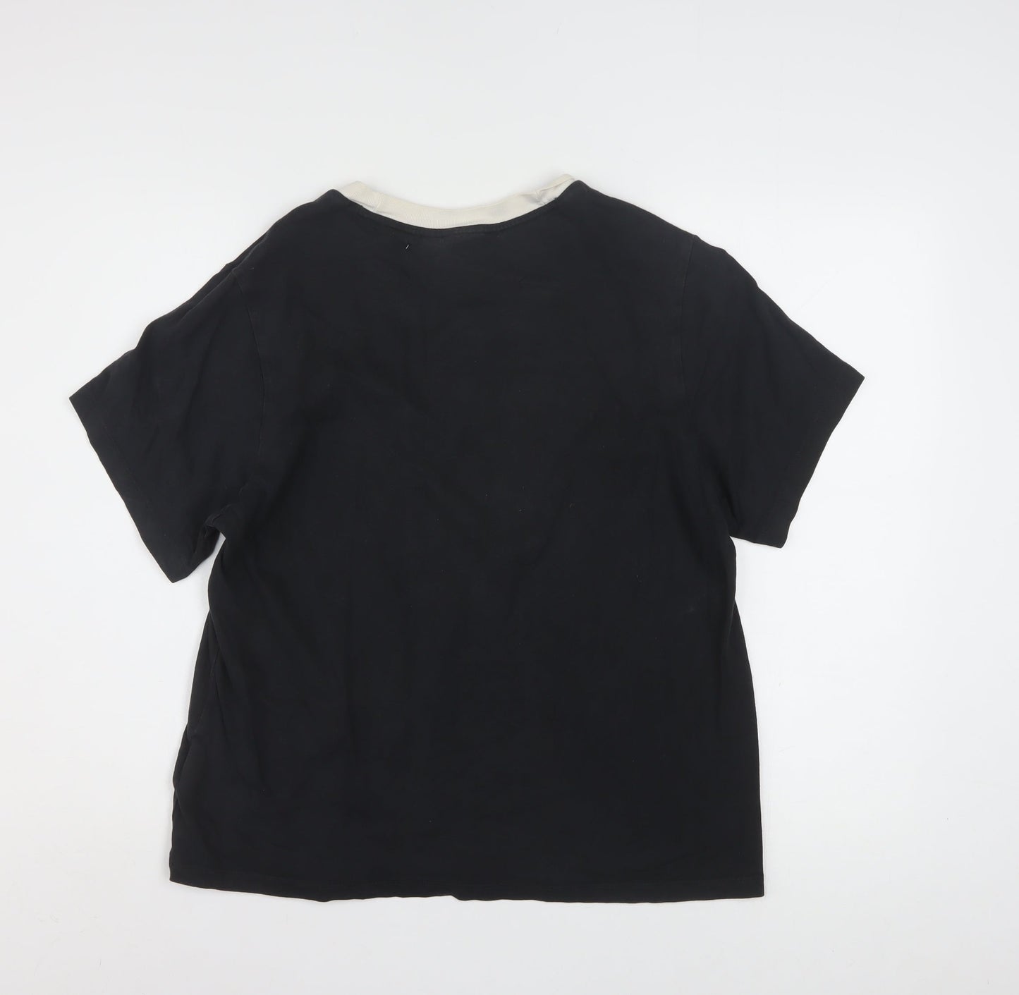 Adidas Womens Black Ringer Short Sleeve T-Shirt Size 16 100% Cotton