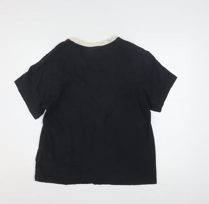 Adidas Womens Black Ringer Short Sleeve T-Shirt Size 16 100% Cotton