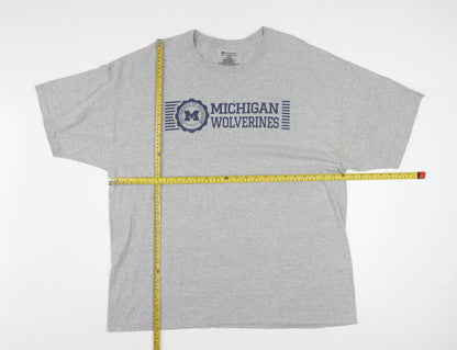 Champion Mens Grey Michigan Wolverines Graphic T-Shirt 2XL