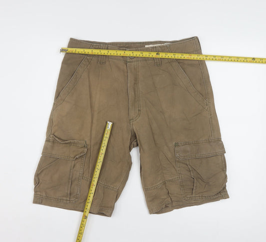 Wrangler Men's Brown Cargo Shorts Size 32 Relaxed Fit Cotton
