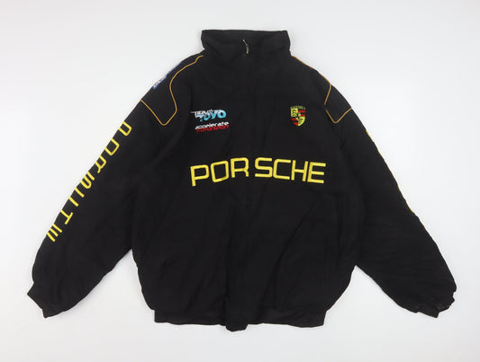 Porsche Men’s Black XL Bomber Jacket Racing Motorsport Logo Full Zip