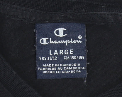 Champion Boys Black Logo Short Sleeve T-Shirt 11-12 Years