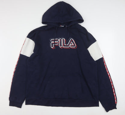 FILA Men’s Blue 3XL Pullover Hoodie with Logo Graphic