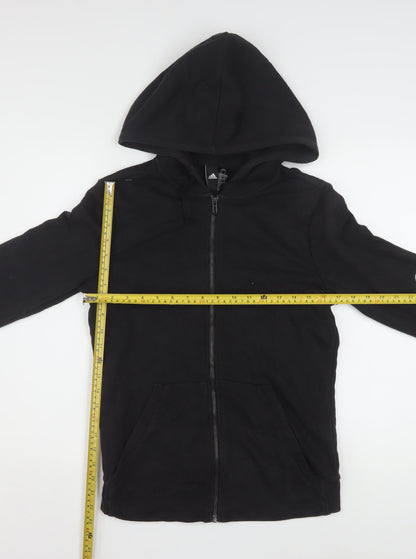 Adidas Womens Black Full Zip Hoodie Size M 12-14 Cotton Blend