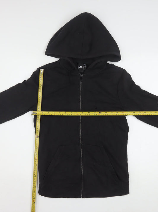 Adidas Womens Black Full Zip Hoodie Size M 12-14 Cotton Blend