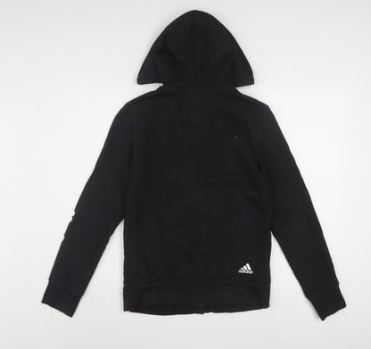 Adidas Womens Black Full Zip Hoodie Size M 12-14 Cotton Blend