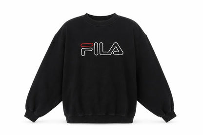 Fila Men’s Black Pullover Sweatshirt L Logo Crew Neck Fleece