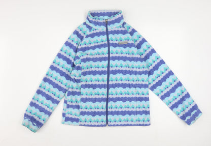 Columbia Womens Blue Geometric Fleece Full Zip Active Jacket XL
