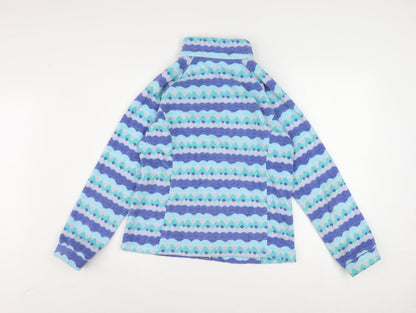 Columbia Womens Blue Geometric Fleece Full Zip Active Jacket XL