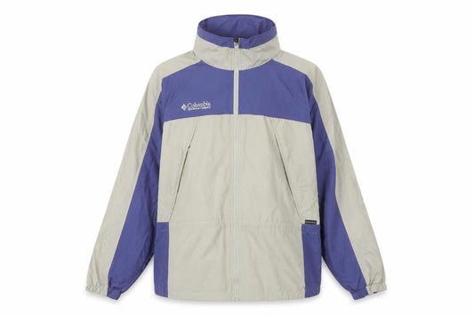 Columbia Women's Beige Blue Windbreaker Jacket Size L Lightweight