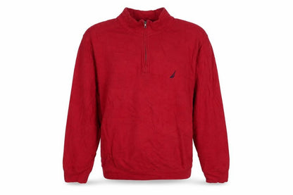 Nautica Men's Red 2XL 1/4 Zip Pullover Sweatshirt Mock Neck