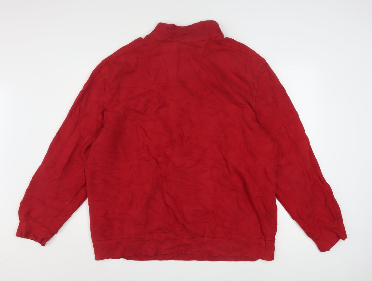 Nautica Men's Red 2XL 1/4 Zip Pullover Sweatshirt Mock Neck