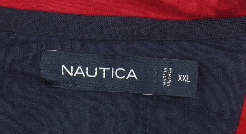Nautica Men's Red 2XL 1/4 Zip Pullover Sweatshirt Mock Neck