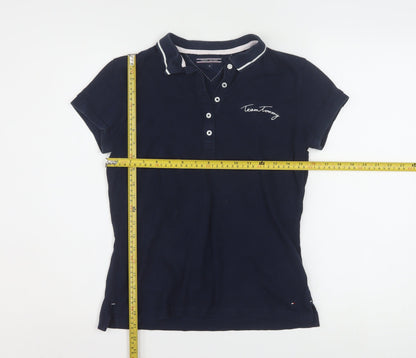 Tommy Hilfiger Women's Blue Short Sleeve Polo Shirt M