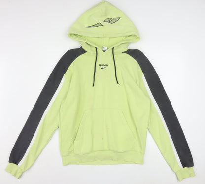 Reebok Men's Green Pullover Hoodie M Logo Sports Fleece