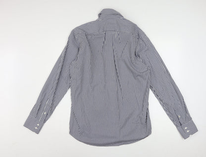 Hugo Boss Men's Blue Check Regular Fit Long Sleeve Cotton Shirt 15.5in