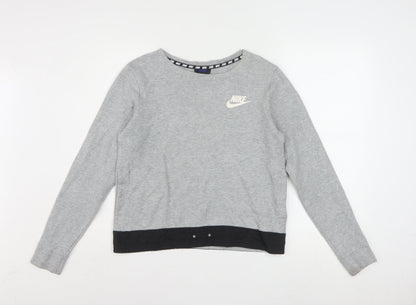 Nike Women Grey Long Sleeve Crew Neck Sweatshirt Size S
