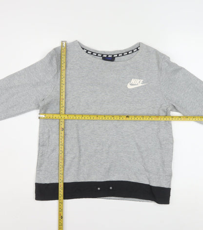 Nike Women Grey Long Sleeve Crew Neck Sweatshirt Size S