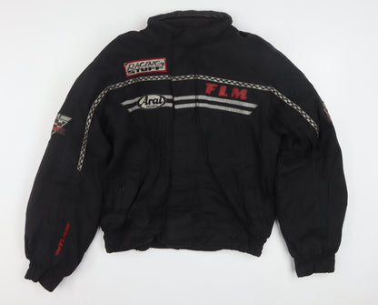 FLM Mens Black M Motorcycle Jacket Padded Lined Short Zip